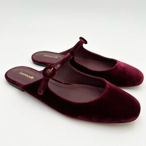 Larroude Blair Flat Mule In Wine Velvet